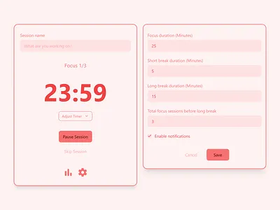 Pomodoro Timer Browser Extension browser dailyui extension figma pomodoro red ui ux