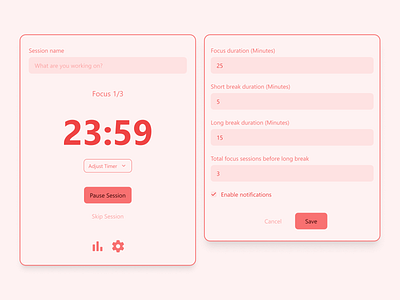 Pomodoro Timer Browser Extension browser dailyui extension figma pomodoro red ui ux