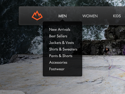 Ourea Nav drop down hover logo menu mountain nav navigation ourea outdoors web website
