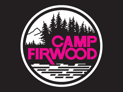 Firwood 90's T-Shirt apparel black custom type magenta mountain t shirt trees type typography vector water white