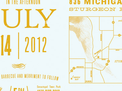 Amy & Adam invitation map orange poster type wedding