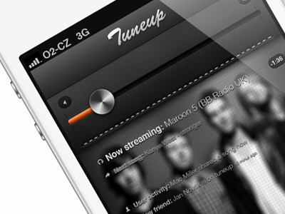 Tuneup app app apple dark design iphone network player radio retina social stream ui ux