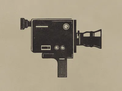 8mm Take 2 black camera illustration lines old retro texture video vintage worn