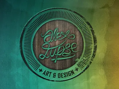 Playing with the logo badge bevel blue circle design logo text texture volume wood writing