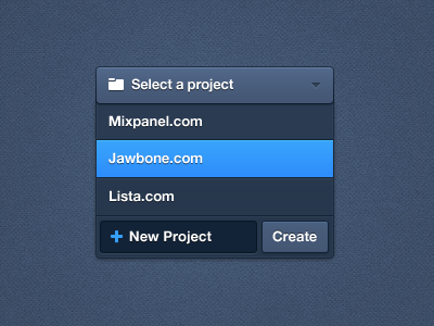 Mixpanel Drop Menu UI button drop menu select menu gray ui