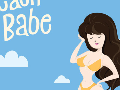 Beach Babe babe beach body cartoon girl hand type illustration