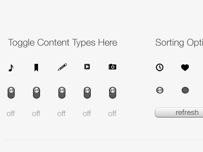 Filter/Sorter for my blog control panel filter minimal sort toggles