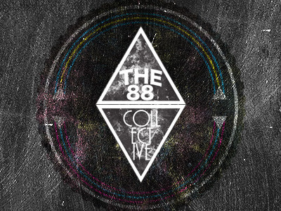 88prism 88 badge branding cmyk collective color grunge logo pyramid scratch triangle typography