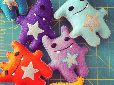 Mobile Monsters monster orange plush purple sewn turquoise