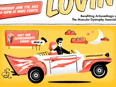 Summer lovin' illustration pink and yellow retro