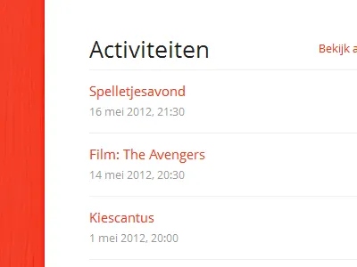 Activities calendar list red