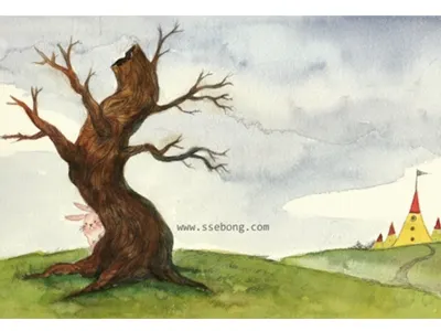 Where is a rabbit? illustration ssebong water colors