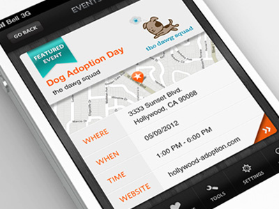 iPhone App - Featured Event Detail app event iphone logo map mobile photo ui