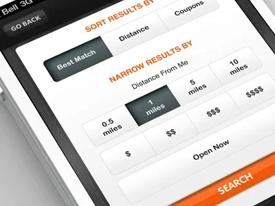 iPhone App - Search Results Filter app button filter iphone mobile search ui