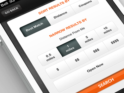 iPhone App - Search Results Filter app button filter iphone mobile search ui