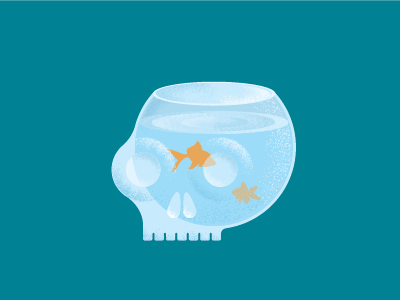 Skull a day #12 fish bowl gold fish illustration skull