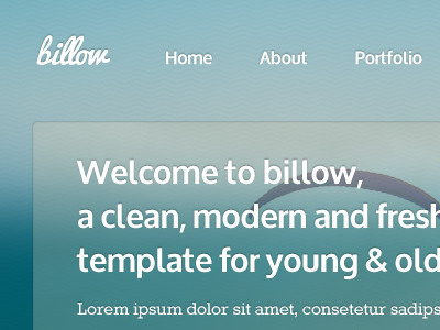 Billow blue blur bright clean design html template theme typo website