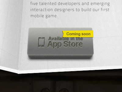 App store button 3d app store available button coming soon drop shadow mobile ribbon texture ui