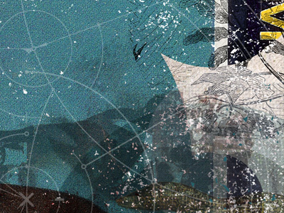 Eel collage diagram distress eel vintage