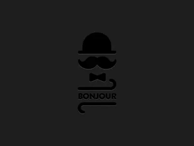 Bonjour bonjour bowtie grey hat minimalism mustache wallpaper