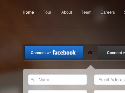 Homepage Sign up Form / Connect blue blur blur image button facebook form homepage sign up