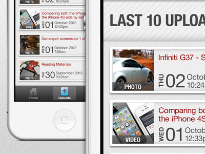 List view – a closer look app date iphone list photos stamp upload video white