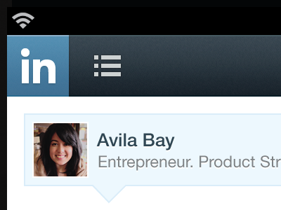 Expose' ipad linkedin navigation topbar