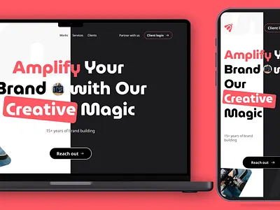 Responsive creative agency website hero agency branding creative hero hero section red responsive ui webdesign