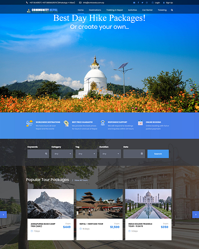 Travel and Tours Agency- Multipage Design branding design mountains nature rental template tours travel treks uiux ux webpage website