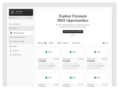 On-Chain RWA Investment Platform blockchain product design rwa saas ui web3