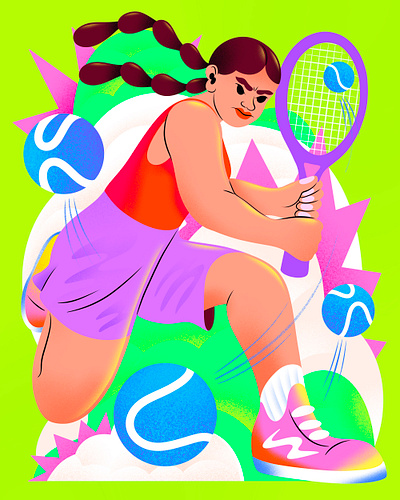 Tennis athlete australian open illo illu illustration melbourne portrait procreate racquet sports tennis tennis ball texture