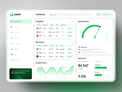 LIQUIFI - DeFi Platform Dashboard app blockchain branding business crypto cryptocurrency dashboard decentralized defi design ethereum finance financial landing page money ui ui design ux design web3 website