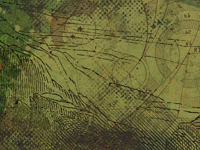 Cuda circle diagram green halftone mountain