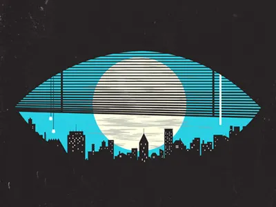 Eye On The City blind city eye illustration minimalism modern moon negative space night print simplistic tang yau hoong. design vector