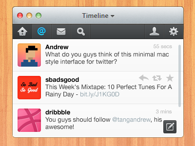 Mini Twitter for Mac app mac twitter ui