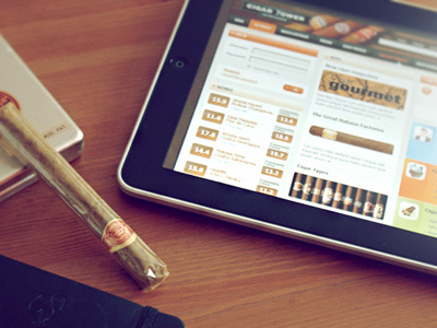 Cigartower Website brown cigar ipad portal table ui web wood