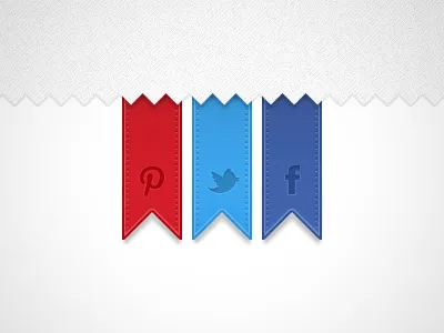 Colourful Social Ribbons banner facebook icon inset interface pinterest ribbon social twitter web design