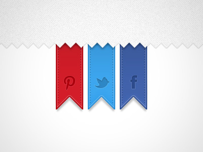 Colourful Social Ribbons banner facebook icon inset interface pinterest ribbon social twitter web design