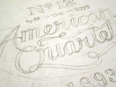 American Quartet draft dvorak hand drawn hand lettering music typography wip