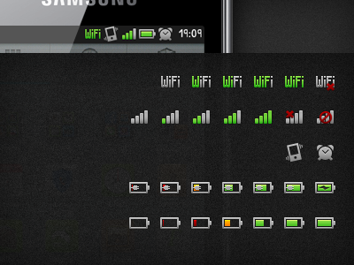 Status Bar Icon android battery green grey icon icons mobile signal wifi