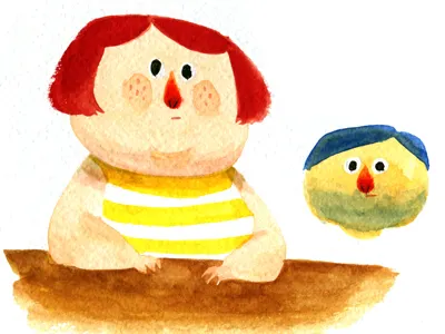 watercolors. character illustration ssebong watercolors