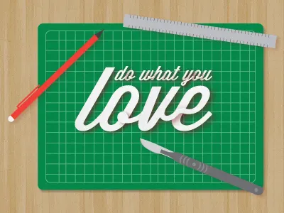 Do What You Love desk illustration paper pencil ruler scalpel