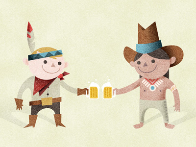 Have a Beer beer cowboy illustration indian