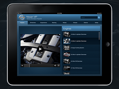 Video Player Tablet App app blue car ipad nissan scroll video