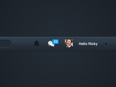 Funways header bar dark gervais header inbox messages nav notification ricky