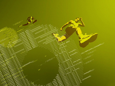 Running Code art conceptual illustration vector