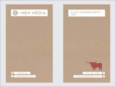 G-Men Media Business Card Concept bull business card card cardstock g men media gmen gmen media media natural recycled rough