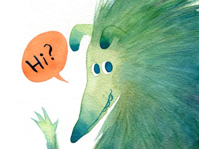 Green wolf character illustration ssebong water colors