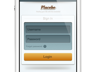 Placebo Login page application login ui