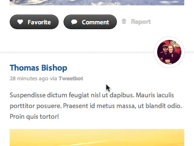 Comments Animation animation avatar buttons comments icons jquery myriad pro profile stream ux